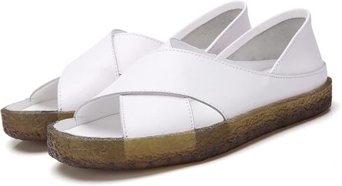 Women’s Genuine Leather Beef Tendon Flat Open Toe Sandals,Summer Casual Comfort Memory Insole Slip-on with Arch Support Soft Flats Walking Sandal Loafer in Saudi Arabia