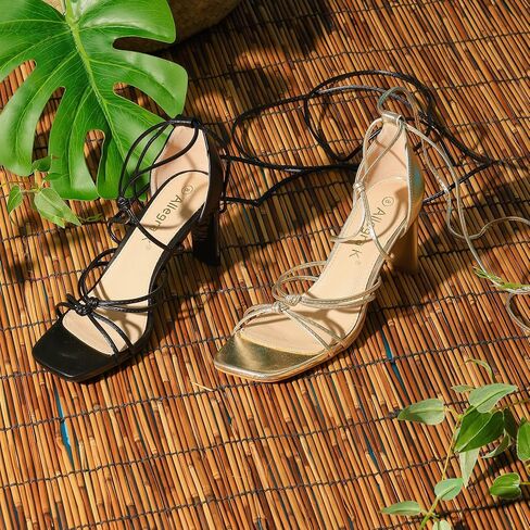 Allegra K Women's Lace Up Strappy Chunky High Heels Sandals in Saudi Arabia