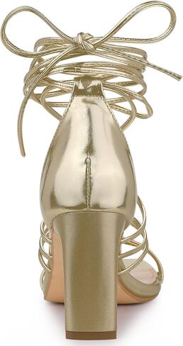 Allegra K Women's Lace Up Strappy Chunky High Heels Sandals in Saudi Arabia