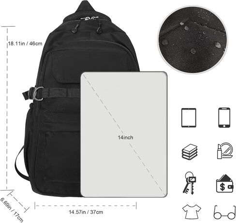 Kids School Backpack for Teens Girls Aesthetic Black Backpack Lightweight College Laptop Casual Travel Bookbag in Saudi Arabia