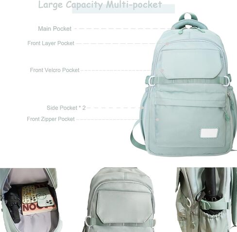 Kids School Backpack for Teens Girls Aesthetic Black Backpack Lightweight College Laptop Casual Travel Bookbag in Kuwait