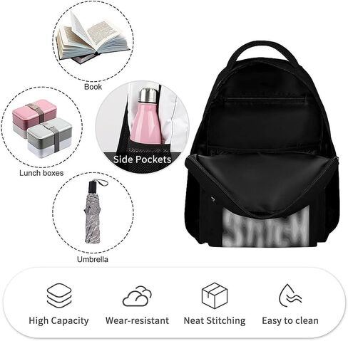 حقيبة ظهر مقاس 16.5 بوصة بتصميم الرسوم المتحركة اللطيفة Daypack حقيبة كمبيوتر محمول سوداء للبالغين للنساء والرجال والمكتب والسفر (أبيض) in Kuwait