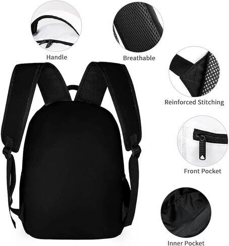 حقيبة ظهر مقاس 16.5 بوصة بتصميم الرسوم المتحركة اللطيفة Daypack حقيبة كمبيوتر محمول سوداء للبالغين للنساء والرجال والمكتب والسفر (أبيض) in Kuwait
