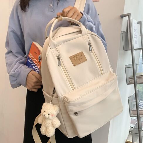 حقيبة ظهر JHTPSLR Preppy مع حقيبة ظهر كلاسيكية لطيفة للفتيات في المدارس وحقائب الكتب الأكاديمية الخفيفة Preppy Aesthetic Backpack (بيج) in Saudi Arabia