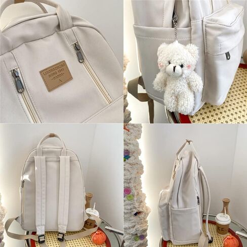 حقيبة ظهر JHTPSLR Preppy مع حقيبة ظهر كلاسيكية لطيفة للفتيات في المدارس وحقائب الكتب الأكاديمية الخفيفة Preppy Aesthetic Backpack (بيج) in Saudi Arabia