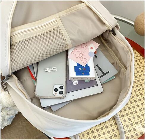 حقيبة ظهر JHTPSLR Preppy مع حقيبة ظهر كلاسيكية لطيفة للفتيات في المدارس وحقائب الكتب الأكاديمية الخفيفة Preppy Aesthetic Backpack (بيج) in Saudi Arabia