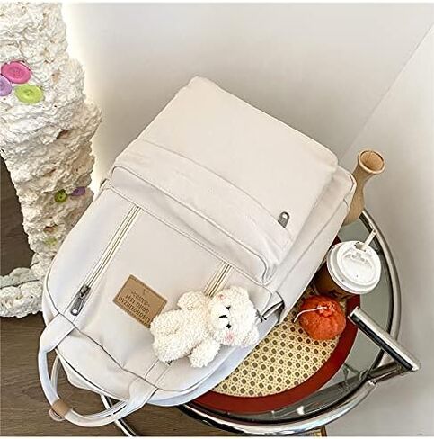 حقيبة ظهر JHTPSLR Preppy مع حقيبة ظهر كلاسيكية لطيفة للفتيات في المدارس وحقائب الكتب الأكاديمية الخفيفة Preppy Aesthetic Backpack (بيج) in Saudi Arabia