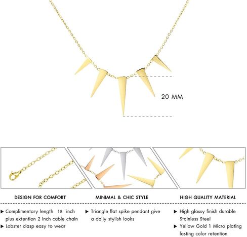 555Jewelry سلسلة فيجارو من الفولاذ المقاوم للصدأ قلادة على شكل مثلث شائك in Saudi Arabia