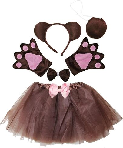 Kirei Sui Kids Animal Costume Black White Panda Tiger Monkey Bear Sheep Tutu Ear Headband Bow Tie Tail Paws Set in Kuwait