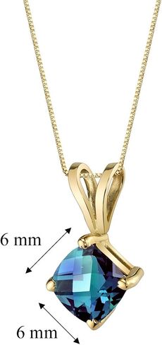 PEORA 14K Yellow Gold Created Alexandrite Pendant for Women, Color-Changing Cushion Cut, 6mm, 1 Carat in Saudi Arabia