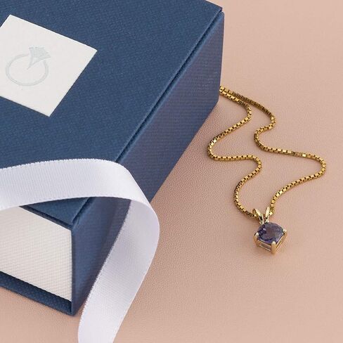 PEORA 14K Yellow Gold Created Alexandrite Pendant for Women, Color-Changing Cushion Cut, 6mm, 1 Carat in Saudi Arabia
