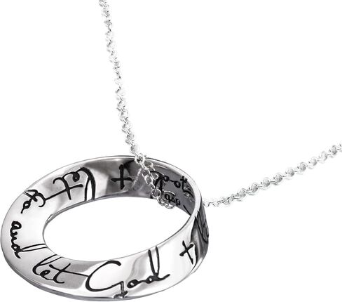 Sobriety Gifts for Women | Sterling Silver Recovery Necklace 18" Length with Engraved Infinite Mobius Pendant | One Day at a Time | To Thine Own Self be True | Let Go and Let God in Saudi Arabia