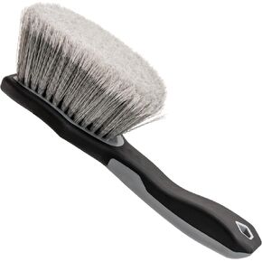VIKING Car Wash Brush, Wheel and Fender Brush, Short Handle Tire Cleaner for Car Detailing, 10.3 Inch, Grey/Black