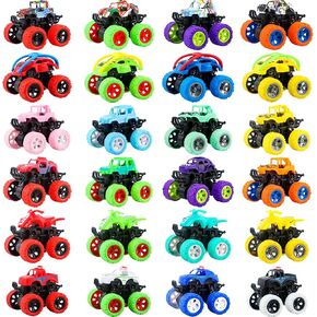 28 Pack Mini Truck Toy Set Small Truck Pull Back Toys Friction Powered Push and Go Stunt Vehicles Toys for Kids Classroom Prizes Birthday Christmas Party Gifts