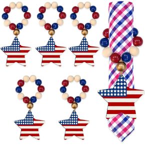 Star Napkin Rings 6PCS 4th of July Napkin Rings Holders Patriotic Napkin Rings Blue Red Star Napkin Buckles for 4th of July Memorial Day Independence Day Table Decor in Kuwait