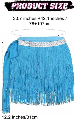 KAKACO هامش تنورة البطن الترتر شرابة تنورة رقص قصيرة البطن وشاح الورك الهذيان التنانير الطرف للنساء والفتيات in Kuwait