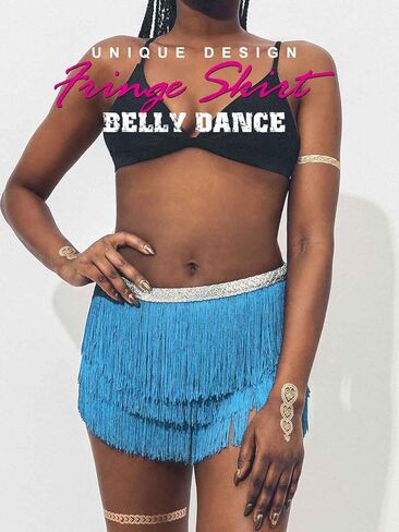 KAKACO هامش تنورة البطن الترتر شرابة تنورة رقص قصيرة البطن وشاح الورك الهذيان التنانير الطرف للنساء والفتيات in Kuwait