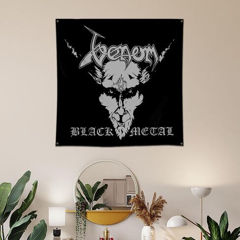 MOOR Rod نسيج السم الأسود معدن راية العلم جدار الفن العلم الجدار شنقا (3x3ft، 150D بولي HD الطباعة) لديكور جدار المرآب النوم in Kuwait