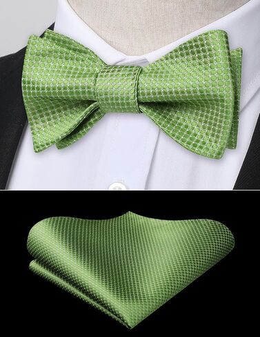 HISDERN Bow Ties for Men Polka Dot Selftie Bowtie and Pocket Square Classic Business Tuxedo Wedding Bowties Handkerchief in Kuwait