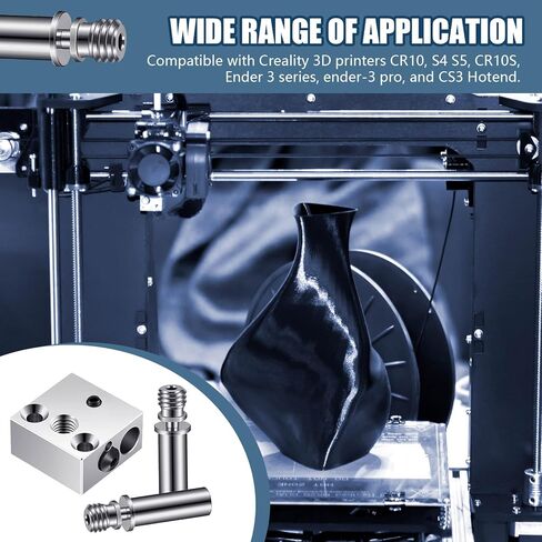 1 High Temperature CR-10 Plated Copper Heater Block, 2 Titanium Alloy Heat Break Thermal Barrel Tube Compatible with Creality 3D Printer Heater CR10 S4 S5 CR10s Ender 3 Series Ender 3 Pro CS3 in Saudi Arabia