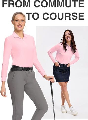 قمصان بولو Hiverlay للسيدات قمصان جولف بعامل حماية من الأشعة فوق البنفسجية 50+ قميص طويل الأكمام بياقة in Kuwait