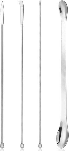 4 Pieces Lab Spatula Tiny Spoons for Powder Small Measuring Spoons Micro Stainless Steel Long Sampling Spatulas Set Double Ended Mixing Measuring Spoon for Laboratory Equipment in Saudi Arabia