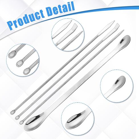 4 Pieces Lab Spatula Tiny Spoons for Powder Small Measuring Spoons Micro Stainless Steel Long Sampling Spatulas Set Double Ended Mixing Measuring Spoon for Laboratory Equipment in Saudi Arabia