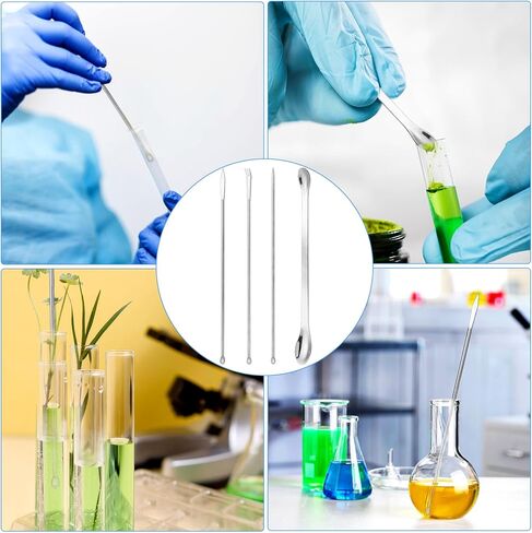 4 Pieces Lab Spatula Tiny Spoons for Powder Small Measuring Spoons Micro Stainless Steel Long Sampling Spatulas Set Double Ended Mixing Measuring Spoon for Laboratory Equipment in Saudi Arabia
