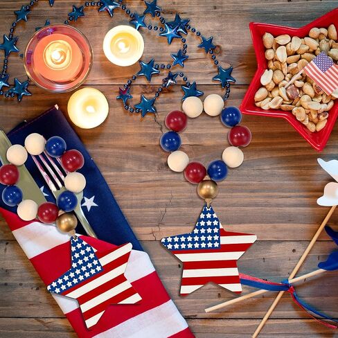 Star Napkin Rings 6PCS 4th of July Napkin Rings Holders Patriotic Napkin Rings Blue Red Star Napkin Buckles for 4th of July Memorial Day Independence Day Table Decor in Kuwait