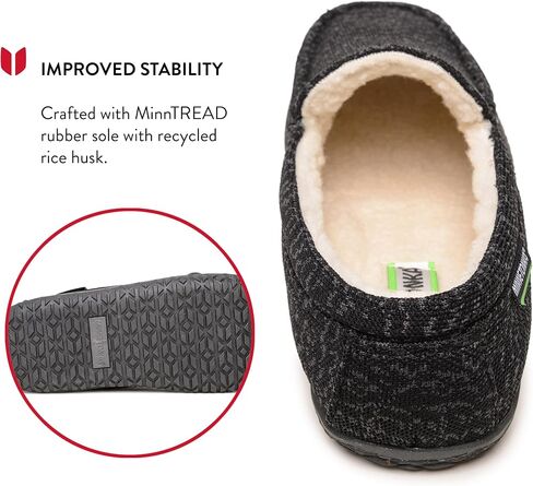 حذاء Minnetonka Eco Elm الرجالي - حذاء بدون كعب كاجوال سهل الارتداء مصمم ببطانة بربرية معاد تدويرها، ووسادة قدم محيطية قابلة للإزالة، ومطاط MinnTREAD مع نعل قشر الأرز، وجزء علوي من القماش المُعاد استخدامه in Kuwait