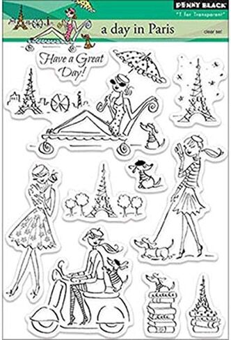 طوابع مطاطية مزخرفة باللون الأسود من بيني، يوم في باريس in Kuwait