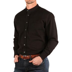 The Celtic Ranch Traditional Collarless Grandfather Shirt, Men's Long Sleeve Dress Shirt