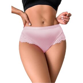 Milumia Women Sexy Lace Satin Silk Panties Underwear Mid Waist Breathable Bikini Briefs in Saudi Arabia