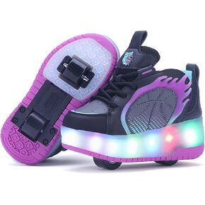 Roller Shoes with 16 LED Combinations for Girls Boys Roller Sneakers with 2-Wheels USB Rechargeable for Christmas Birthday Children Party Show Gift