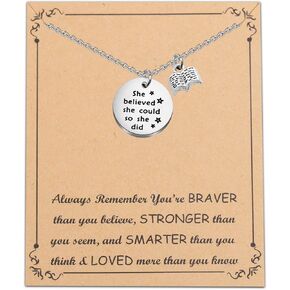 FUSTMW Book Lover Gift Reader Gifts She Believed She Could Necklace Writers Jewelry Bibliophile Gift Librarian Gift Bookworm Gift