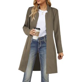 Grlasen Womens Wool Blend Long Pea Coats Jackets Slim Fit Open Front Outerwear Casual Winter Overcoats