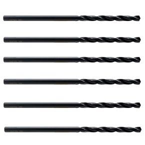 MAXTOOL 1/8"x6" 6pcs Identical Aircraft Extension Drills HSS M2 Extra Long Deep Twist Drill Bits Straight Shank Fully Ground Black; ACF02B06R08P6