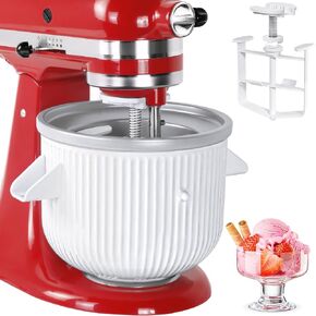 Ice Cream Maker Attachment for Kitchenaid Stand Mixer - Compatible with 4.5 Qt and Larger Stand Mixers - 2 Quart Frozen Yogurt - Ice Cream & Sorbet Gelato Maker