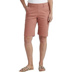 JAG Jeans Women's Maddie Mid Rise Bermuda Pull-on Short, Brick, 14