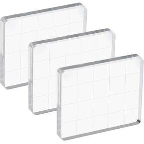 PATIKIL Acrylic Stamp Block, 3 Pack Stamping Block Rectangular Shape with Grid Lines Decorative Mounting Blocks Set for Scrapbooking DIY Crafts Card Making, 2x1.6
