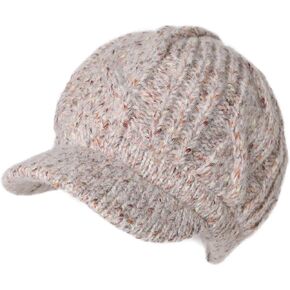 Fancet Womens Knit Visor Beanie Newsboy Cap Winter Warm Hat Cold Snow Weather Girl 55-60cm