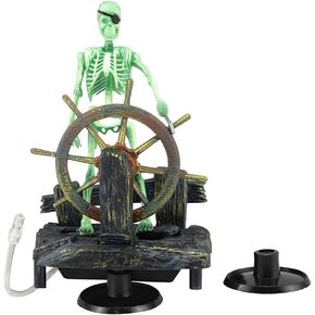 Mesee Aquarium Pirate Captain Decoration, Skeleton Seaman Landscape Fish Tank Decor, Undersea Air-driven Aquatic Ornament Decorations for Home Fishing Tank/Arts Crafts/Decorating