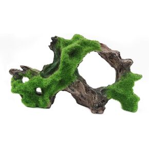 WishLotus Aquarium Decoration Cave, Realistic Resin Tree Root Shape Driftwood Decor Aquarium Durable Fish Tank Wood Decorations with Moss for Aquarium Landscape Ornaments （A）