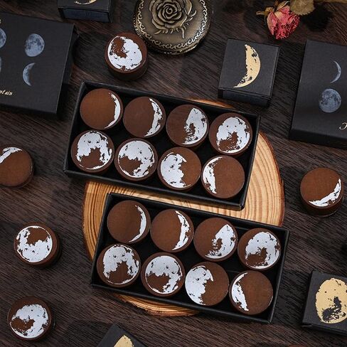 MAXLEAF 8PCS Moon Phases Wooden Rubber Stamps, Decorative Lunar Rubber Stamps Set for DIY Craft Letters Diary Scrapbooking in Saudi Arabia
