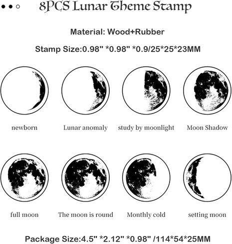 MAXLEAF 8PCS Moon Phases Wooden Rubber Stamps, Decorative Lunar Rubber Stamps Set for DIY Craft Letters Diary Scrapbooking in Saudi Arabia