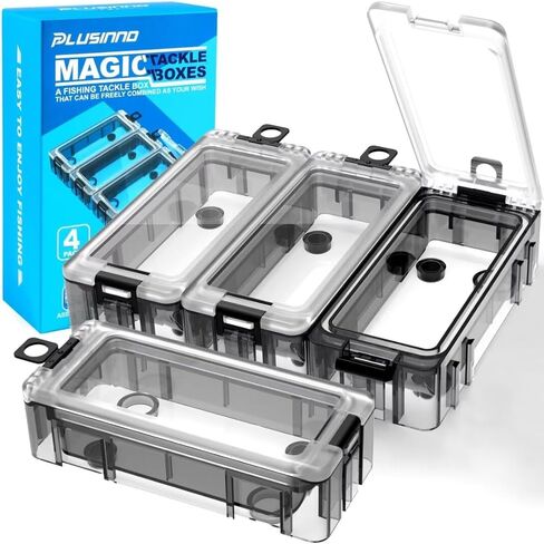 صندوق معالجة صغير من PLUSINNO، صندوق أدوات صيد السمك يمكن تجميعه بحرية، تخزين منظم صندوق معالجة شفاف مع مغناطيس قوي، ختم مضيء مقاوم للماء، مجموعة أدوات الصيد، معدات الصيد، هدايا الصيد للرجال in Kuwait