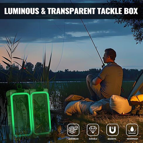 صندوق معالجة صغير من PLUSINNO، صندوق أدوات صيد السمك يمكن تجميعه بحرية، تخزين منظم صندوق معالجة شفاف مع مغناطيس قوي، ختم مضيء مقاوم للماء، مجموعة أدوات الصيد، معدات الصيد، هدايا الصيد للرجال in Kuwait