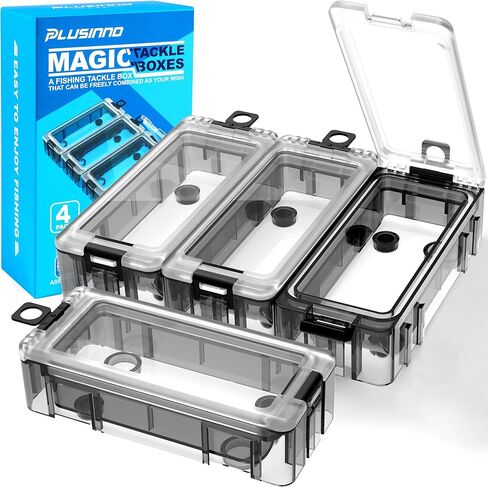 صندوق معالجة صغير من PLUSINNO، صندوق أدوات صيد السمك يمكن تجميعه بحرية، تخزين منظم صندوق معالجة شفاف مع مغناطيس قوي، ختم مضيء مقاوم للماء، مجموعة أدوات الصيد، معدات الصيد، هدايا الصيد للرجال in Kuwait