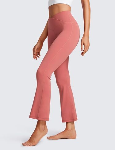 سروال CRZ YOGA النسائي Butterluxe Crossover Flare 25.6 بوصة - ارتفاع الخصر على شكل حرف V Cross Bell Bottom Bootcut Yoga Lounge سراويل كاجوال in Kuwait