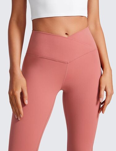 سروال CRZ YOGA النسائي Butterluxe Crossover Flare 25.6 بوصة - ارتفاع الخصر على شكل حرف V Cross Bell Bottom Bootcut Yoga Lounge سراويل كاجوال in Kuwait